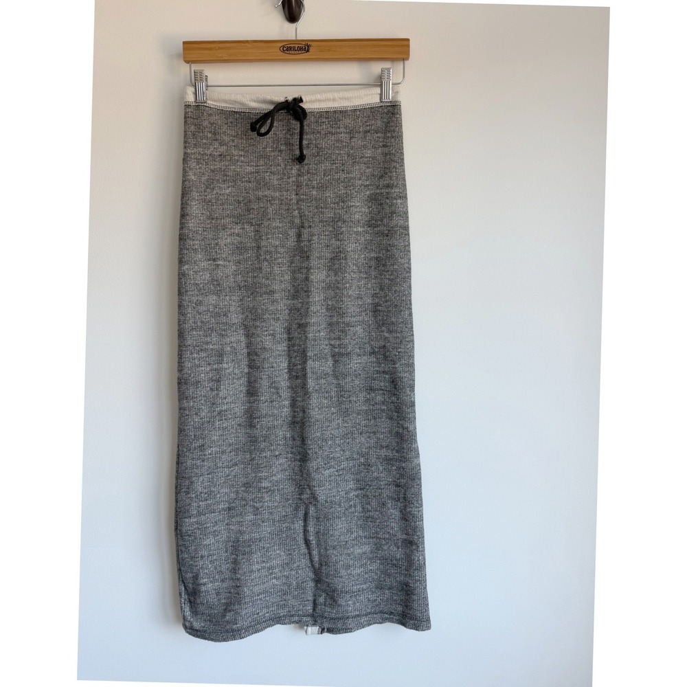 Eco Sport Women Organic Cotton Textured Maxi Skirt XS Gray Minimalist Preppy